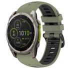 For Garmin Fenix 8 MIP 51mm Dual Color Quick Release Steel Buckle 26mm Silicone Watch Band(Military Green+Black) - 1