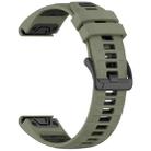 For Garmin Fenix 8 MIP 51mm Dual Color Quick Release Steel Buckle 26mm Silicone Watch Band(Military Green+Black) - 2