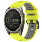 For Garmin Fenix 8 MIP 51mm Dual Color Quick Release Steel Buckle 26mm Silicone Watch Band(Lime Green+Gray) - 1