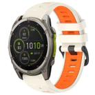 For Garmin Fenix 8 MIP 51mm Dual Color Quick Release Steel Buckle 26mm Silicone Watch Band(Starlight+Orange) - 1