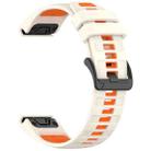 For Garmin Fenix 8 MIP 51mm Dual Color Quick Release Steel Buckle 26mm Silicone Watch Band(Starlight+Orange) - 2