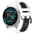 For Garmin Fenix 8 AMOLED 43mm Dual Color Quick Release Steel Buckle 20mm Silicone Watch Band(White+Black) - 1