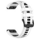 For Garmin Fenix 8 AMOLED 43mm Dual Color Quick Release Steel Buckle 20mm Silicone Watch Band(White+Black) - 2