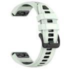 For Garmin Fenix 8 AMOLED 43mm Dual Color Quick Release Steel Buckle 20mm Silicone Watch Band(Mint Green+Black) - 2