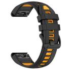 For Garmin Fenix 8 AMOLED 43mm Dual Color Quick Release Steel Buckle 20mm Silicone Watch Band(Black+Orange) - 2