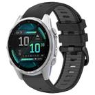 For Garmin Fenix 8 AMOLED 43mm Dual Color Quick Release Steel Buckle 20mm Silicone Watch Band(Black+Gray) - 1