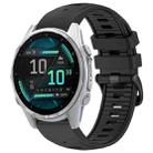 For Garmin Fenix 8 AMOLED 43mm Dual Color Quick Release Steel Buckle 20mm Silicone Watch Band(Black) - 1