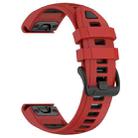 For Garmin Fenix 8 AMOLED 43mm Dual Color Quick Release Steel Buckle 20mm Silicone Watch Band(Red+Black) - 2