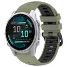 For Garmin Fenix 8 AMOLED 43mm Dual Color Quick Release Steel Buckle 20mm Silicone Watch Band(Military Green+black) - 1