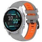 For Garmin Fenix 8 AMOLED 43mm Dual Color Quick Release Steel Buckle 20mm Silicone Watch Band(Gray+Orange) - 1