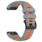 For Garmin Fenix 8 AMOLED 43mm Dual Color Quick Release Steel Buckle 20mm Silicone Watch Band(Gray+Orange) - 2