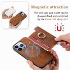 For iPhone 16 Pro Retro Magsafe Cross Leather Ring Holder Card Bag Phone Case(Brown) - 3