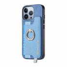 For iPhone 16 Pro Max Retro Magsafe Cross Leather Ring Holder Card Bag Phone Case(Blue) - 2