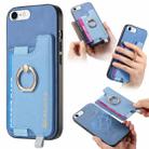 For iPhone 7 / 8 / SE 2022 Retro Magsafe Cross Leather Ring Holder Card Bag Phone Case(Blue) - 1