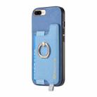 For iPhone 7 / 8 / SE 2022 Retro Magsafe Cross Leather Ring Holder Card Bag Phone Case(Blue) - 2