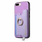 For iPhone 7 / 8 / SE 2022 Retro Magsafe Cross Leather Ring Holder Card Bag Phone Case(Purple) - 2