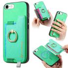 For iPhone 7 / 8 / SE 2022 Retro Magsafe Cross Leather Ring Holder Card Bag Phone Case(Green) - 1