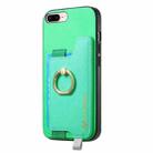 For iPhone 7 / 8 / SE 2022 Retro Magsafe Cross Leather Ring Holder Card Bag Phone Case(Green) - 2