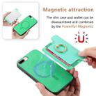 For iPhone 7 / 8 / SE 2022 Retro Magsafe Cross Leather Ring Holder Card Bag Phone Case(Green) - 3