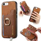 For iPhone 7 / 8 / SE 2022 Retro Magsafe Cross Leather Ring Holder Card Bag Phone Case(Brown) - 1