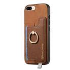 For iPhone 7 / 8 / SE 2022 Retro Magsafe Cross Leather Ring Holder Card Bag Phone Case(Brown) - 2