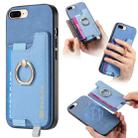 For iPhone 7 Plus / 8 Plus Retro Magsafe Cross Leather Ring Holder Card Bag Phone Case(Blue) - 1