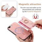 For iPhone 7 Plus / 8 Plus Retro Magsafe Cross Leather Ring Holder Card Bag Phone Case(Pink) - 3