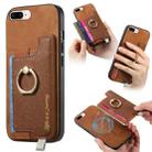 For iPhone 7 Plus / 8 Plus Retro Magsafe Cross Leather Ring Holder Card Bag Phone Case(Brown) - 1