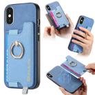 For iPhone X / XS Retro Magsafe Cross Leather Ring Holder Card Bag Phone Case(Blue) - 1