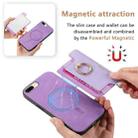 For iPhone X / XS Retro Magsafe Cross Leather Ring Holder Card Bag Phone Case(Purple) - 3