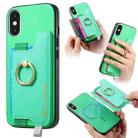 For iPhone X / XS Retro Magsafe Cross Leather Ring Holder Card Bag Phone Case(Green) - 1