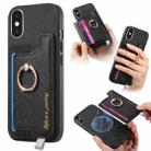 For iPhone X / XS Retro Magsafe Cross Leather Ring Holder Card Bag Phone Case(Black) - 1