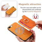 For iPhone XR Retro Magsafe Cross Leather Ring Holder Card Bag Phone Case(Yellow) - 3