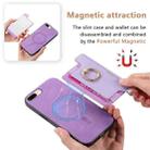 For iPhone XR Retro Magsafe Cross Leather Ring Holder Card Bag Phone Case(Purple) - 3