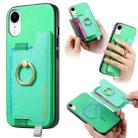 For iPhone XR Retro Magsafe Cross Leather Ring Holder Card Bag Phone Case(Green) - 1