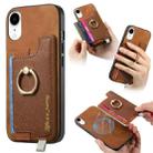 For iPhone XR Retro Magsafe Cross Leather Ring Holder Card Bag Phone Case(Brown) - 1