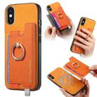 For iPhone XS Max Retro Magsafe Cross Leather Ring Holder Card Bag Phone Case(Yellow) - 1