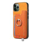 For iPhone 11 Retro Magsafe Cross Leather Ring Holder Card Bag Phone Case(Yellow) - 2
