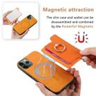 For iPhone 11 Retro Magsafe Cross Leather Ring Holder Card Bag Phone Case(Yellow) - 3