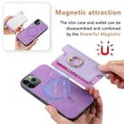 For iPhone 11 Retro Magsafe Cross Leather Ring Holder Card Bag Phone Case(Purple) - 3