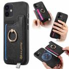 For iPhone 11 Retro Magsafe Cross Leather Ring Holder Card Bag Phone Case(Black) - 1