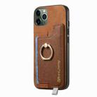 For iPhone 11 Pro Retro Magsafe Cross Leather Ring Holder Card Bag Phone Case(Brown) - 2
