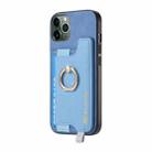 For iPhone 11 Pro Max Retro Magsafe Cross Leather Ring Holder Card Bag Phone Case(Blue) - 2