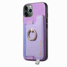 For iPhone 11 Pro Max Retro Magsafe Cross Leather Ring Holder Card Bag Phone Case(Purple) - 2