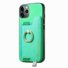 For iPhone 11 Pro Max Retro Magsafe Cross Leather Ring Holder Card Bag Phone Case(Green) - 2