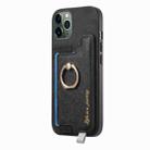 For iPhone 11 Pro Max Retro Magsafe Cross Leather Ring Holder Card Bag Phone Case(Black) - 2