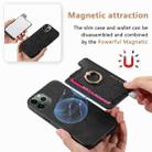 For iPhone 11 Pro Max Retro Magsafe Cross Leather Ring Holder Card Bag Phone Case(Black) - 3