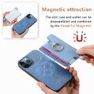 For iPhone 12 Pro Max Retro Magsafe Cross Leather Ring Holder Card Bag Phone Case(Blue) - 3