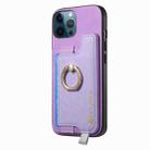 For iPhone 12 Pro Max Retro Magsafe Cross Leather Ring Holder Card Bag Phone Case(Purple) - 2