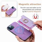 For iPhone 12 Pro Max Retro Magsafe Cross Leather Ring Holder Card Bag Phone Case(Purple) - 3